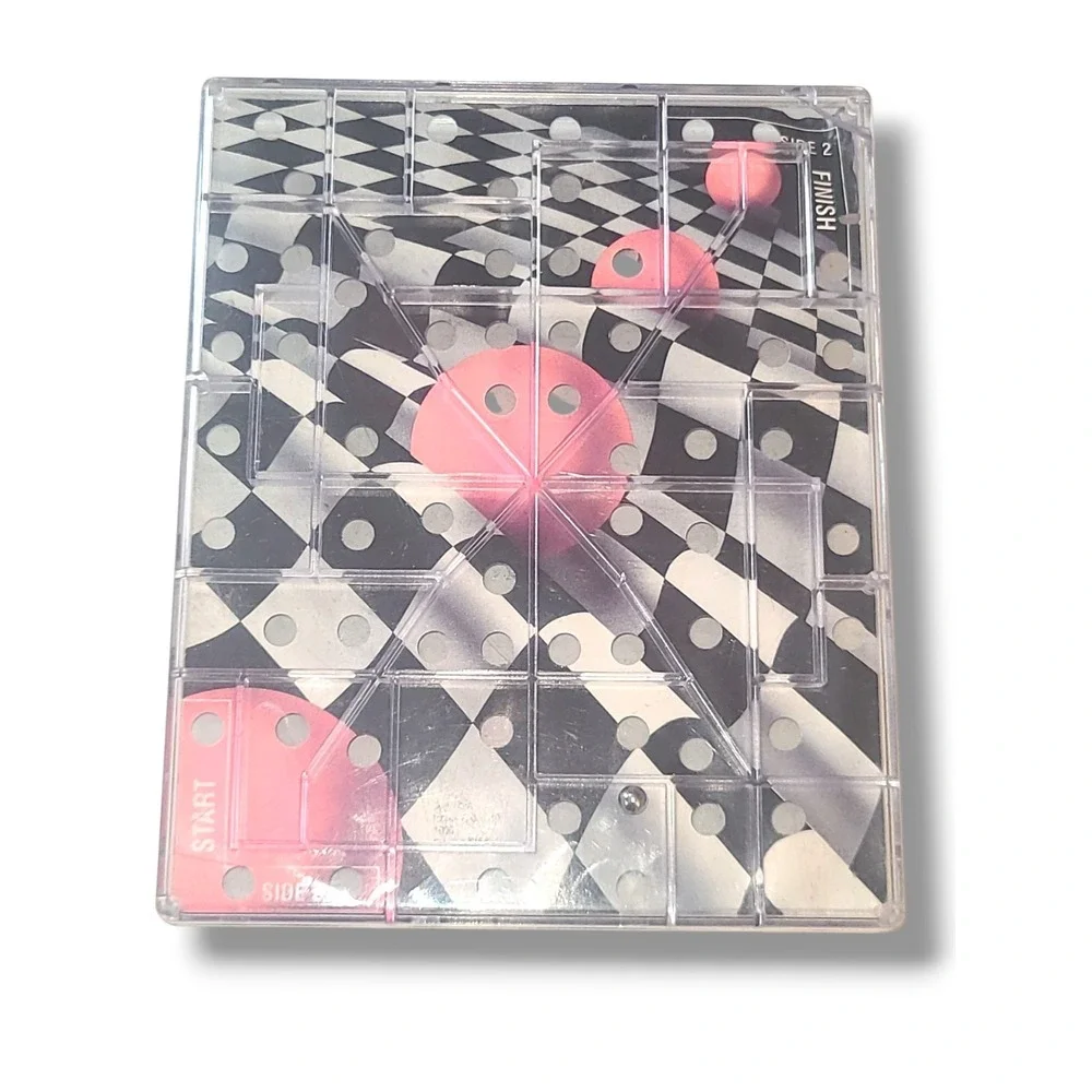 Binary Arts BackFlip Ball Maze Puzzle‎ Game 1990 Vintage Two Sided Dexterity